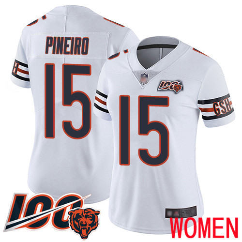 Chicago Bears Limited White Women Eddy Pineiro Road Jersey NFL Football #15 100th Season Vapor Untouchable